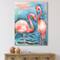 Designart - Pink Flamingos In Blue Water I - Farmhouse Canvas Wall Art Print
